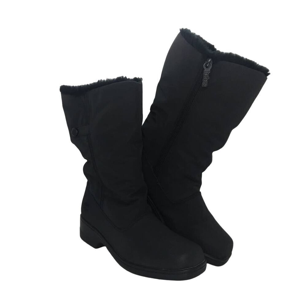 Totes Snowpuff Women's Black Waterproof, Faux Fur Snow Boots - Size: 6
